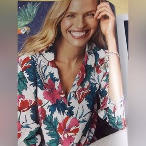 Tommy Bahama 100% silk Floral Button Down Shirt - Pink and Green